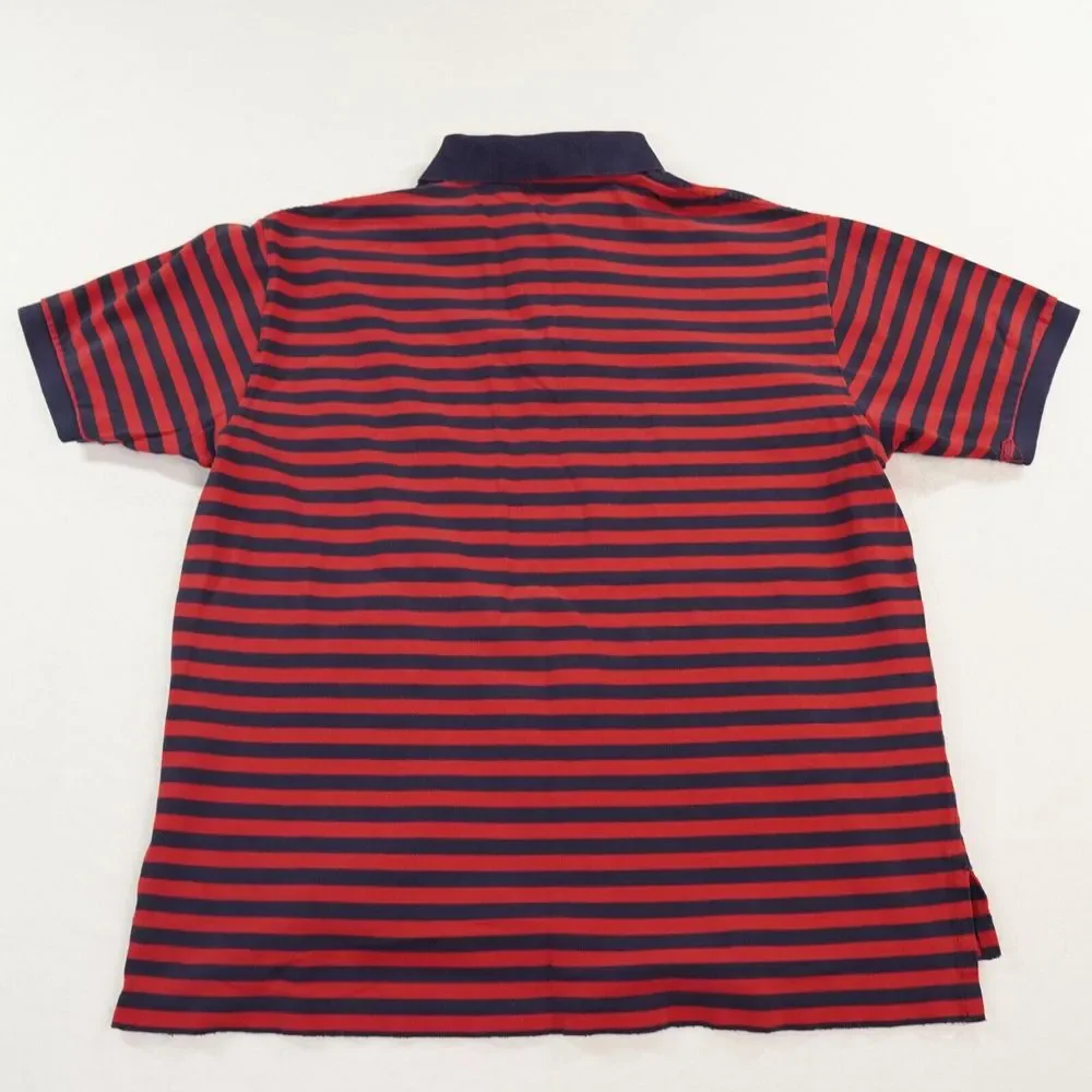 Vintage Polo Ralph Lauren Shirt Mens 1XL BIG Red Navy‎ Blue Striped Polo READ